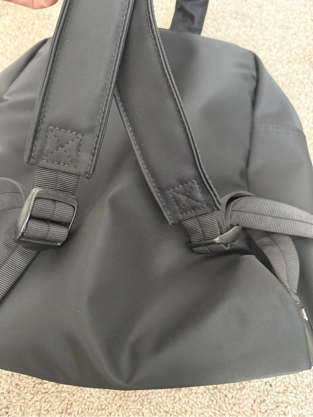 Longchamp Neo Nylon Backpack with Front Zip Pocket in Black